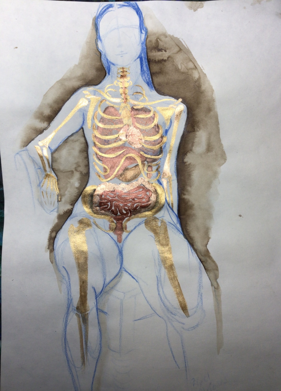 Alejandra. Acrílico y lápiz nogalina sobre papel 21 x 29.5 cm. 2025 