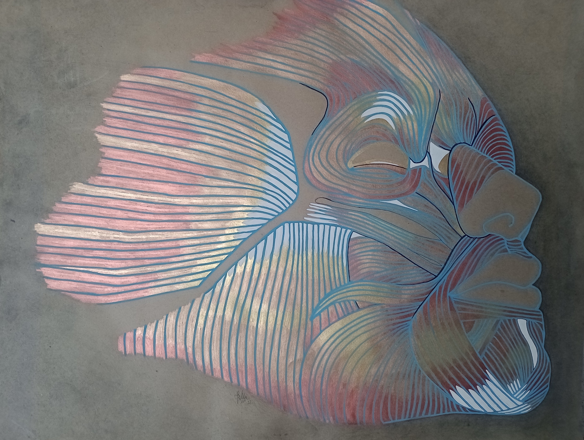 Perfil metálico. Acrílico sobre papel. 60 x 90 cm. 2022 