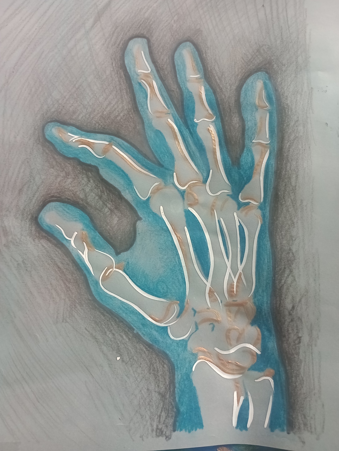 Mano Julien. Acrílico y lápiz sobre papel. 25 x 37 cm. 2024 