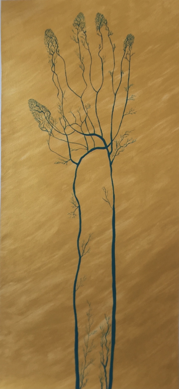 Mano dorada 2. Acrílico sobre papel 41 x 39.5 cm. 2020