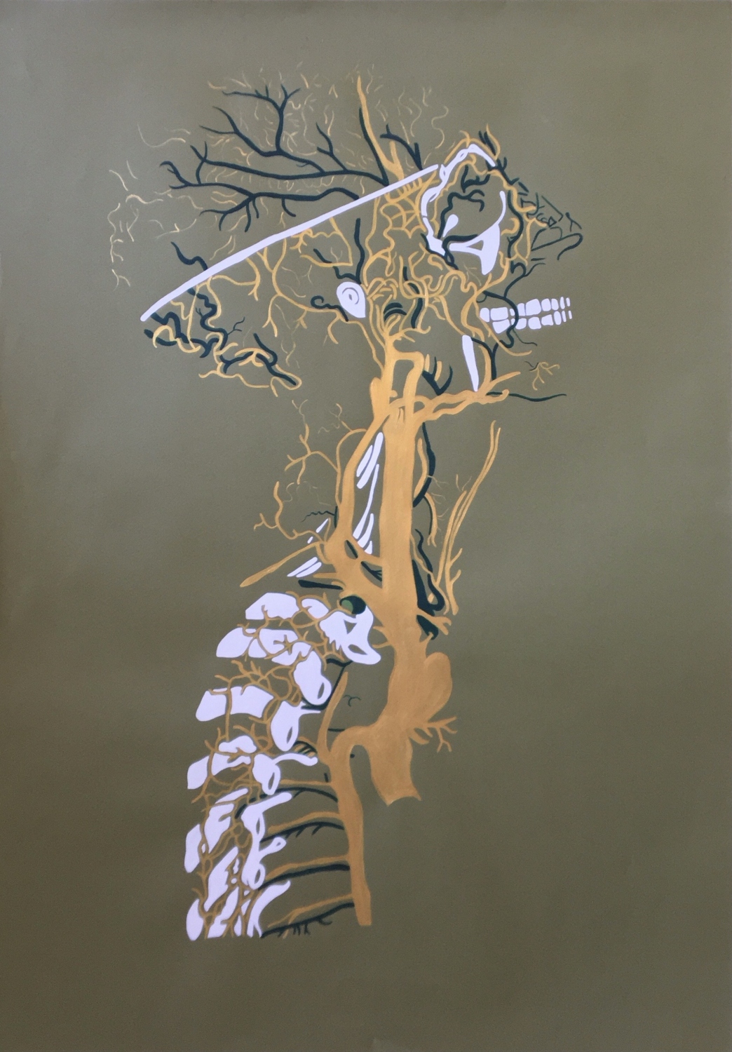 Estudio verde. Acrílico sobre papel. 70 x 100 cm. 2021. Vendida