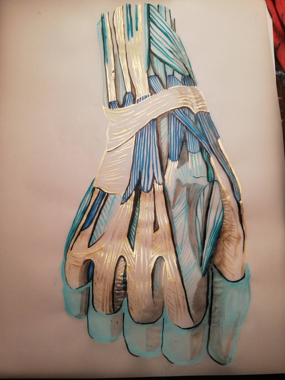 Mano azul - pedido especial. Acrílico sobre papel. 27 x 43 cm. (Vendida) 2021