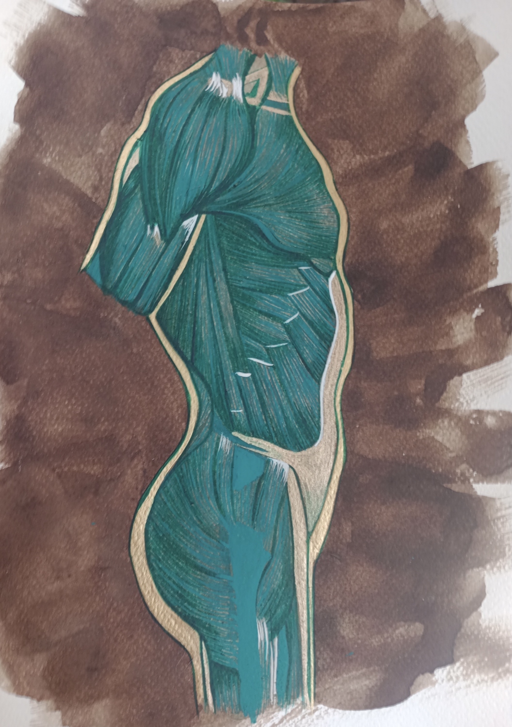 Torso verde pequeño. Acrílico sobre papel. 21,5 x 27,9 cm. 2024 