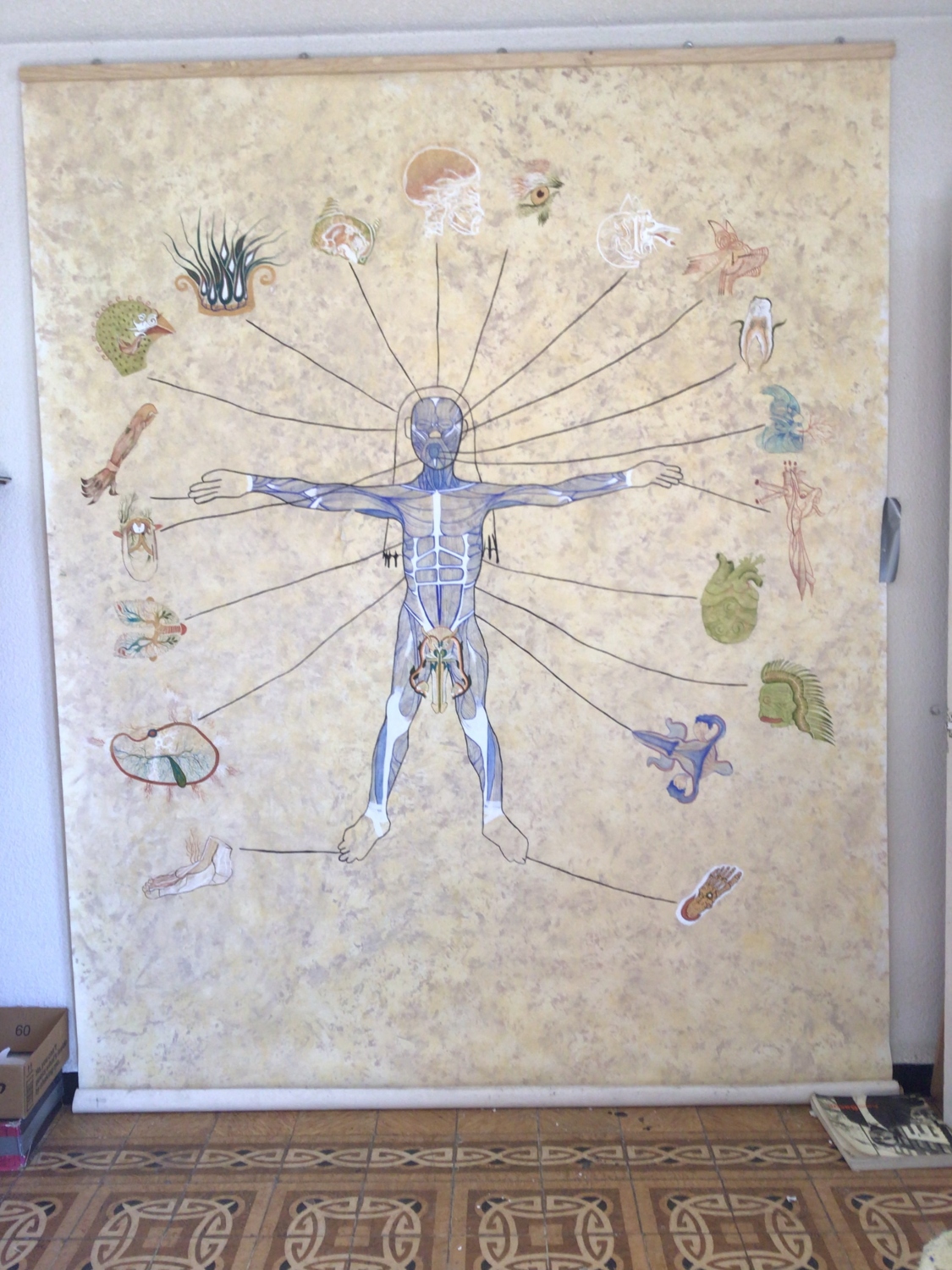 Cuerpo poético de un códice. Acrílico sobre lienzo. 200 x 200 cm. 2025