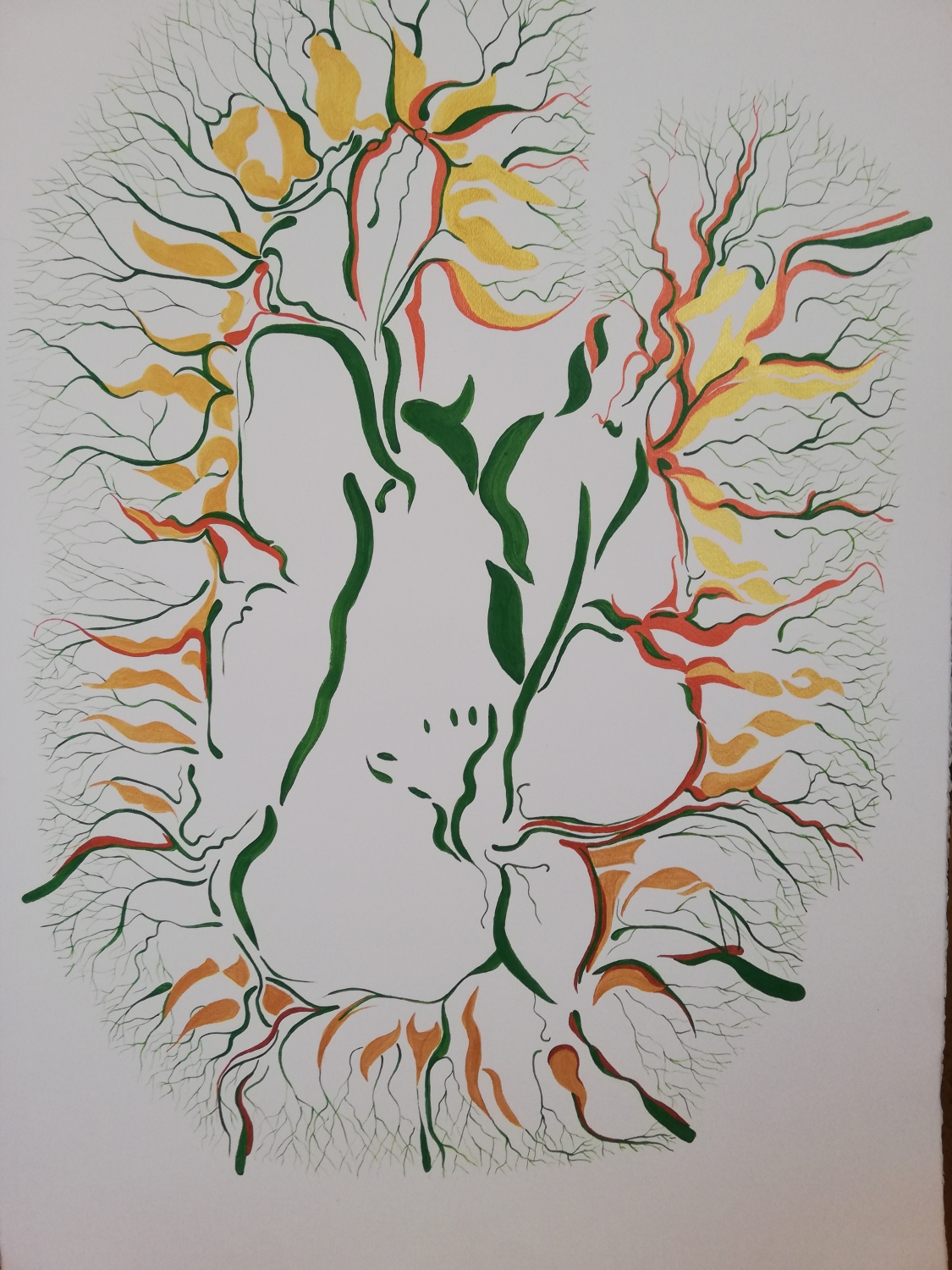 Intestinos. Acrílico sobre papel 70 x 100 cm. 2021