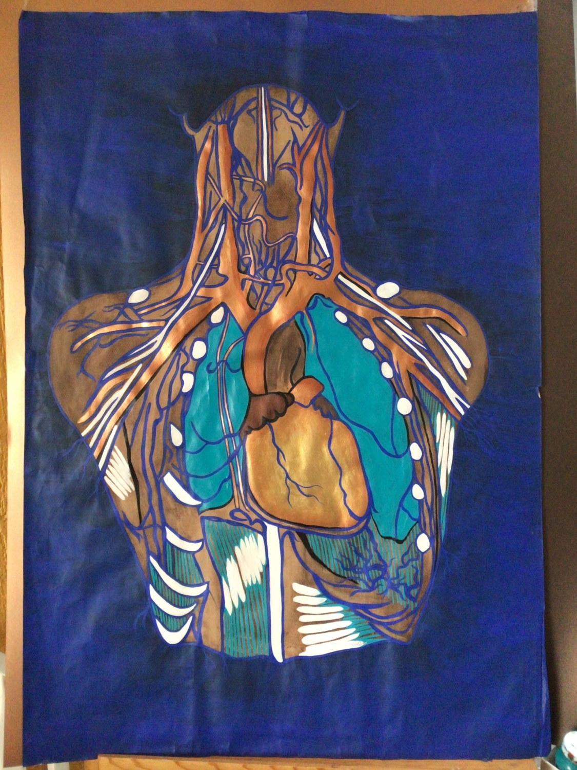 Torso fondo azul. Acrílico sobre papel 99 x 76 cm. 2024