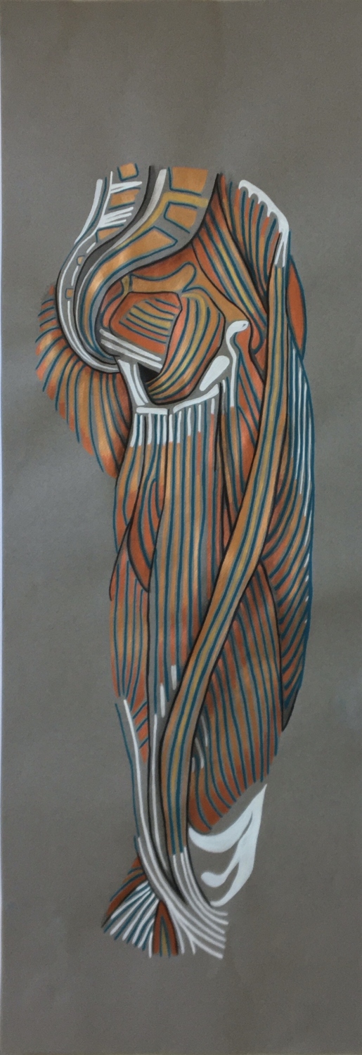 Pierna mas oscura. Acrilico sobre papel 100 x 35 cm. 2022