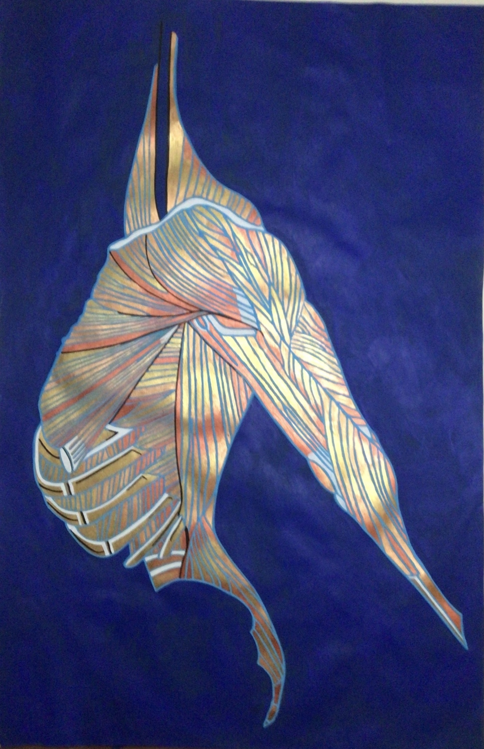 Thorax y brazo metálico. Acrílico sobre papel. 95 x 70 cm. 2022