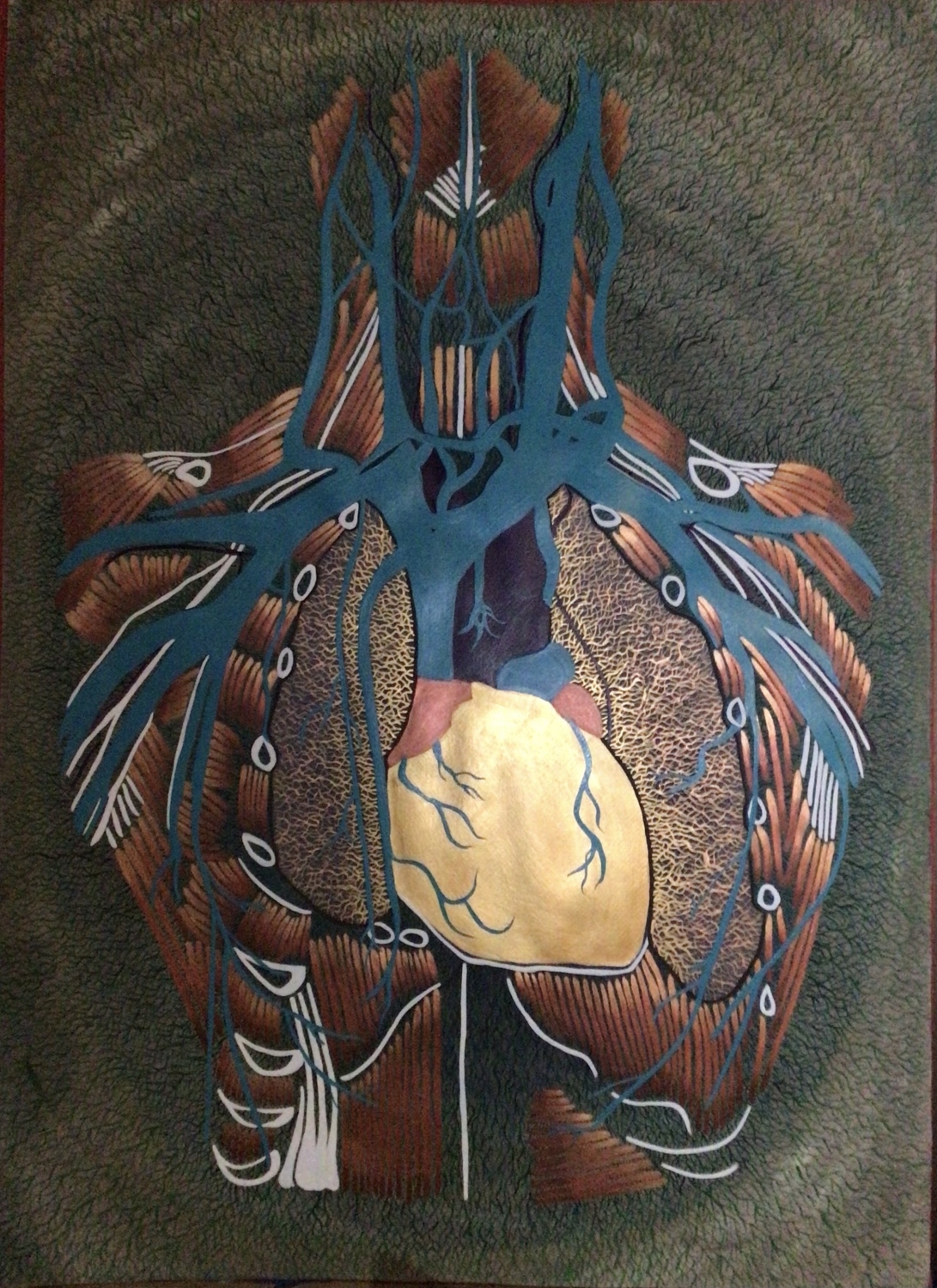 Corazón radiante versión 2. Acrílico sobre papel.  67.5 x 92.2 cm. 2025