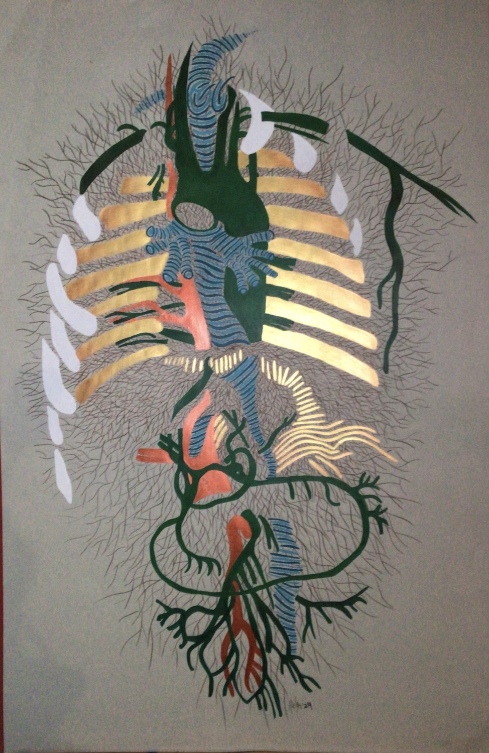 Torso abstraction. Acrílico y lápiz sobre papel. 62 x 94 cm. 2024