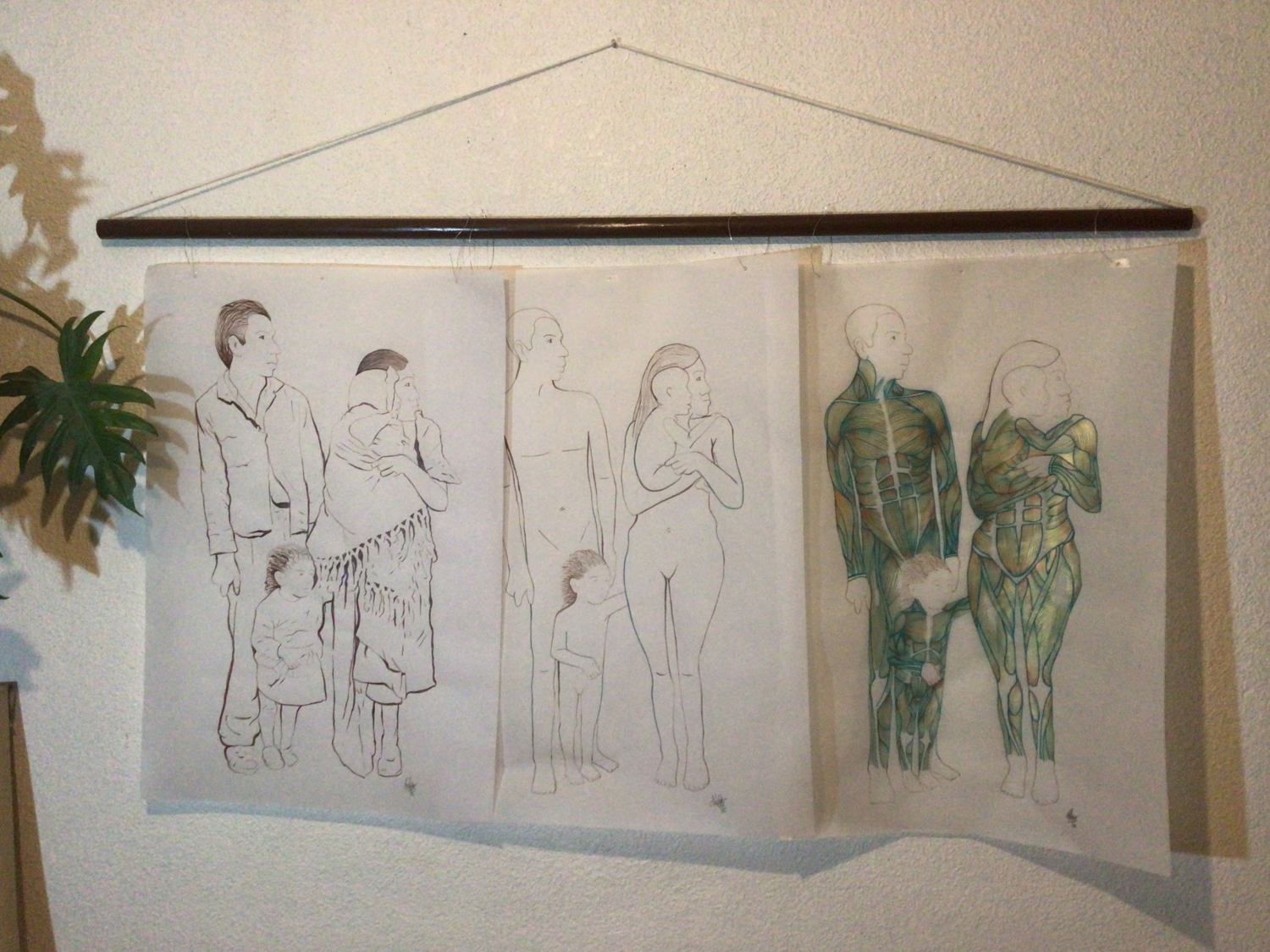 Familia desconocida Diente - Proyecto (Cuerpo poético de un códice). Acrílico 3 hojas de albanene 90 x 60 cm. 2025