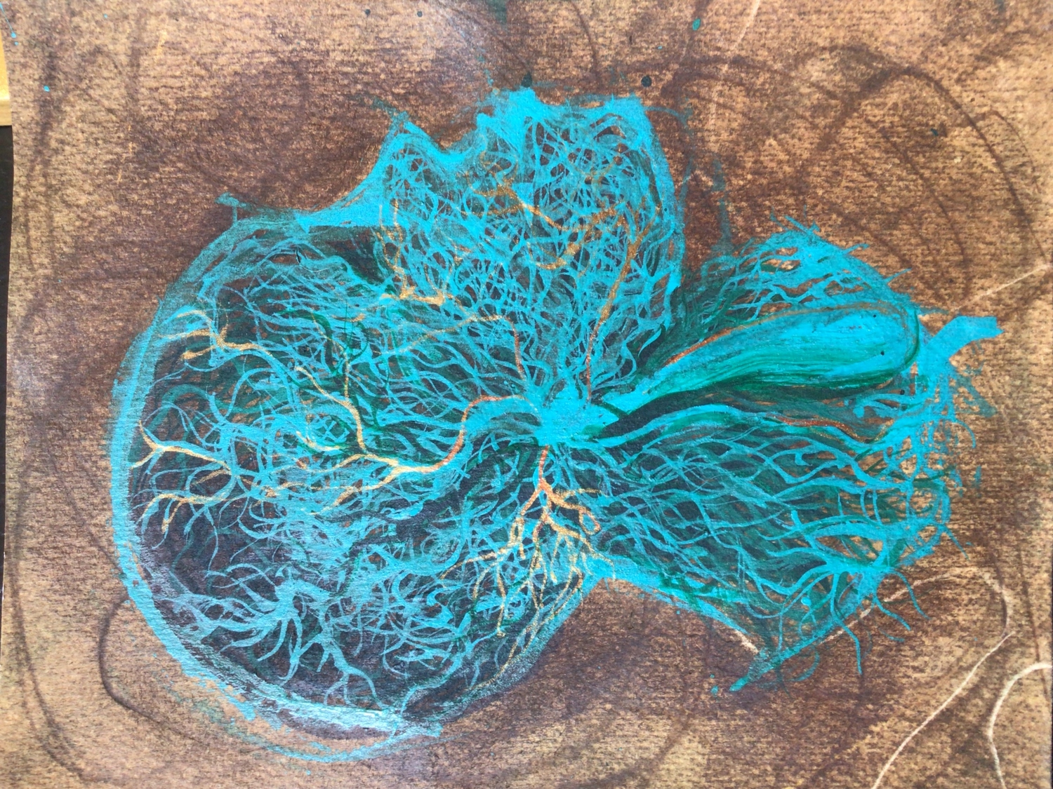 Mini perfil. Nogalina y acrílico sobre papel . 13 x 16 cm. 2025