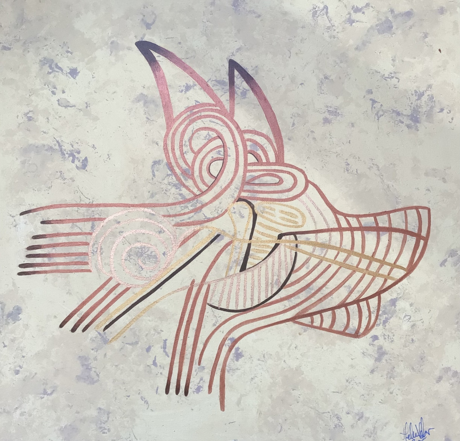 Oido - Proyecto (Cuerpo poético de un códice). Acrílico sobre lienzo. 50 x 50 cm 2025