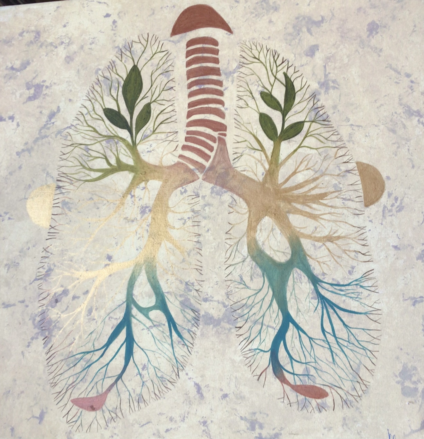 Pulmones - Proyecto (Cuerpo poético de un códice). Acrilico /lienzo 50 x 50 cm. 2025