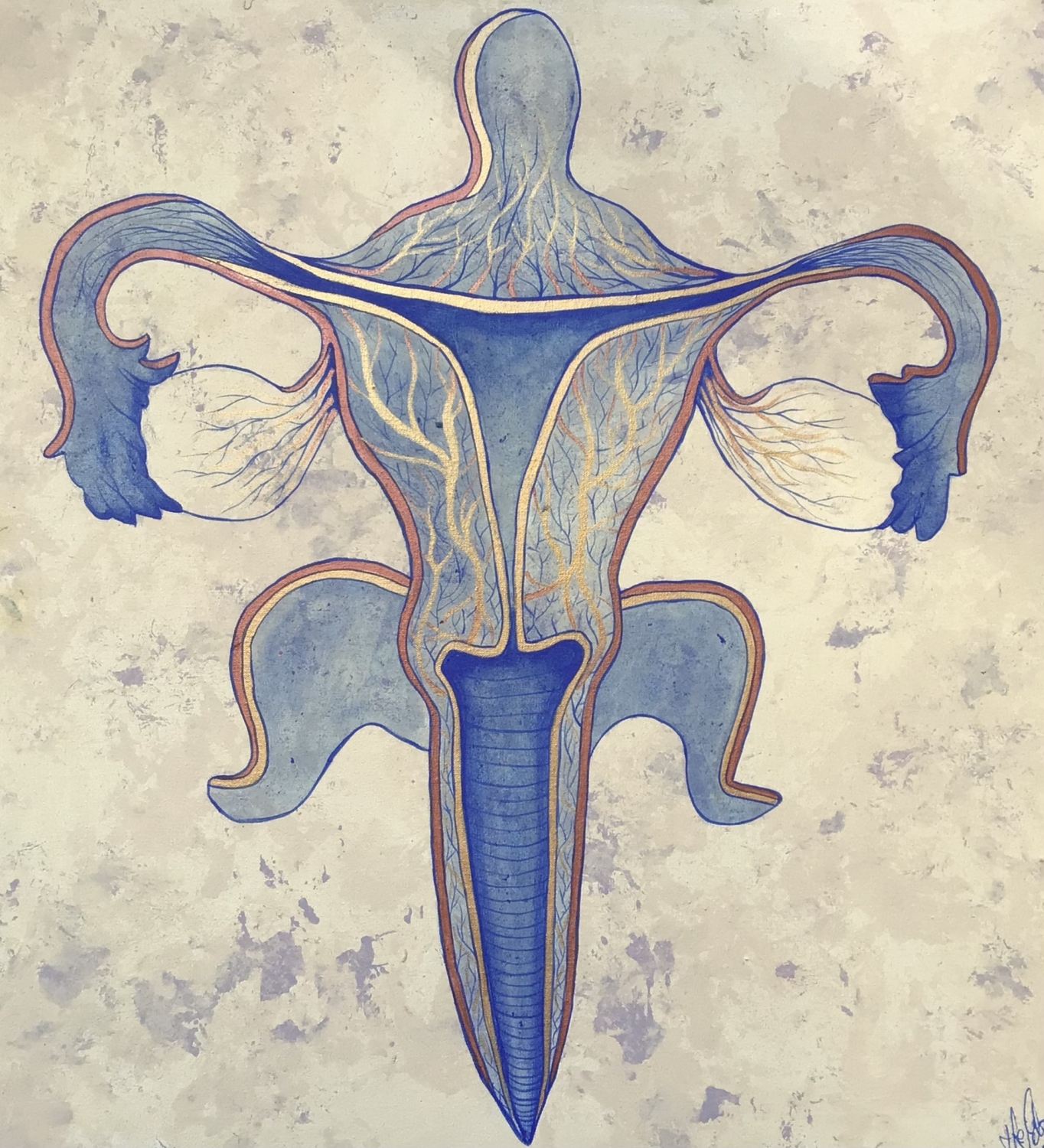 Utero - Proyecto (Cuerpo poético de un códice). Acrilico sobre lienzo. 50 x 50 cm. 2025